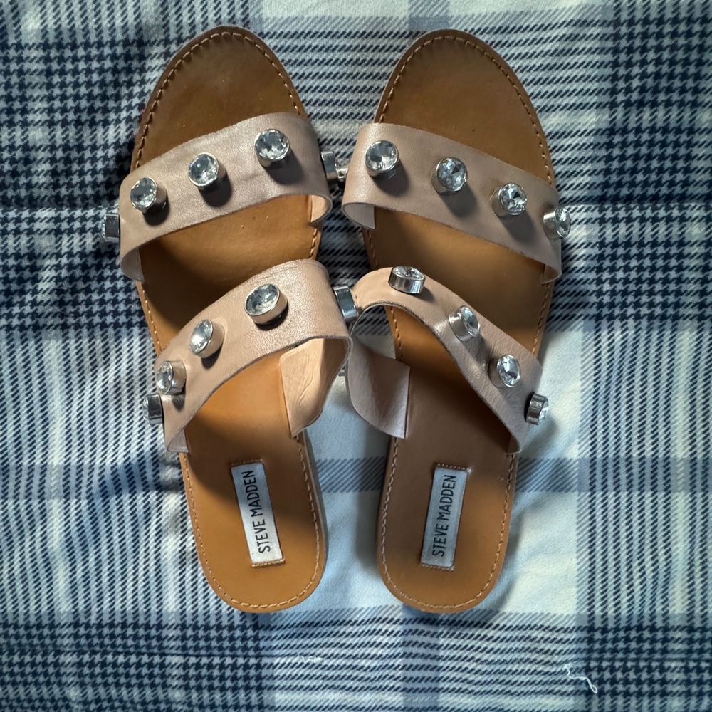 Steve Madden Beige Studded Sandals